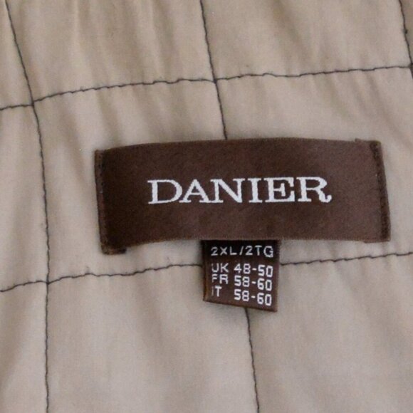 Vintage Danier Brown 100% Suede Leather Cotton Lined Zip Up Moto Jacket 2XL - Picture 14 of 15